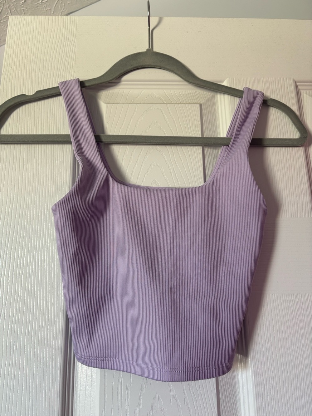 Express Lavender Ribbed Square Neck Crop Tank